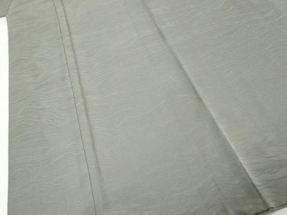 平和屋着物●上質な色無地　流水地紋　銀鼠色　正絹　逸品　DABK0887ud