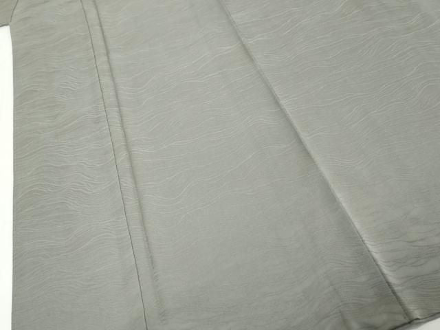 平和屋着物●上質な色無地　流水地紋　銀鼠色　正絹　逸品　DABK0887ud
