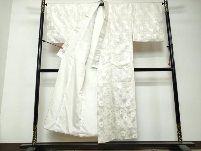 平和屋着物●男性　お召　花尽くし文　銀糸　DABK0899ud