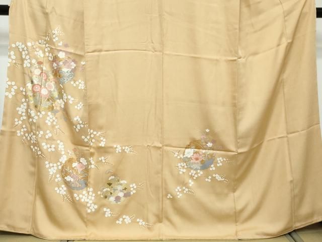 平和屋着物●訪問着　雪輪草花文　金銀彩　反端付き　正絹　逸品　未使用　DABK0906ud