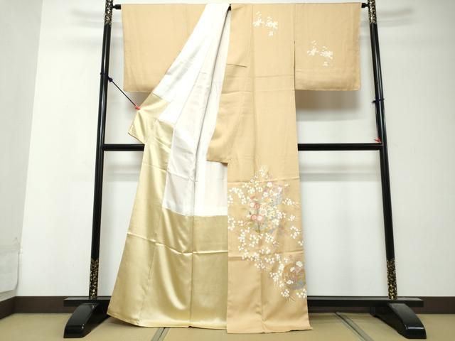 平和屋着物●訪問着　雪輪草花文　金銀彩　反端付き　正絹　逸品　未使用　DABK0906ud