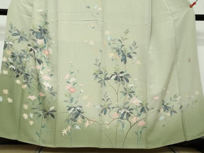 平和屋着物●訪問着　友禅　作家物　鈴蘭　枝花文　暈し染め　正絹　逸品　DABK0909ud