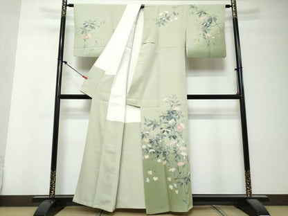 平和屋着物●訪問着　友禅　作家物　鈴蘭　枝花文　暈し染め　正絹　逸品　DABK0909ud