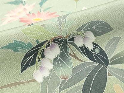 平和屋着物●訪問着　友禅　作家物　鈴蘭　枝花文　暈し染め　正絹　逸品　DABK0909ud
