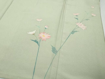 平和屋着物●訪問着　友禅　作家物　鈴蘭　枝花文　暈し染め　正絹　逸品　DABK0909ud