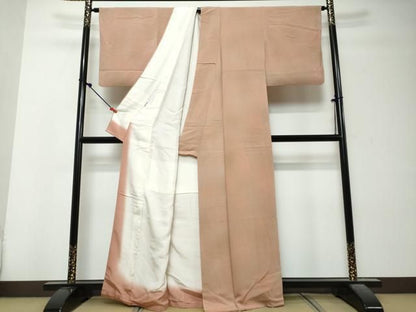 平和屋着物●上質な小紋　霞文　鬼しぼ縮緬　正絹　逸品　DABK0919ud