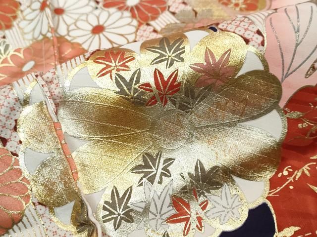 平和屋着物●豪華振袖　立波草花文　金彩　上代30万　仮絵羽　逸品　未使用　DABK0922ud