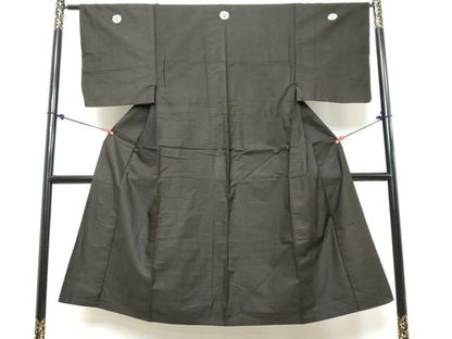 平和屋着物●男性　黒紋付　正絹　逸品　DABK0925ud