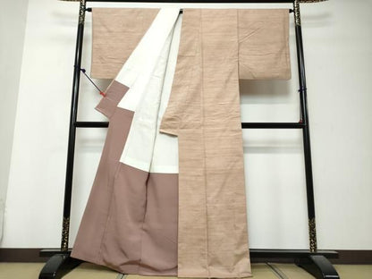 平和屋着物●上質な紬　白茶色　正絹　逸品　DABK0929ud
