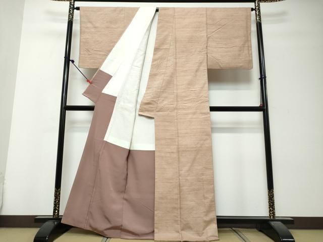 平和屋着物●上質な紬　白茶色　正絹　逸品　DABK0929ud