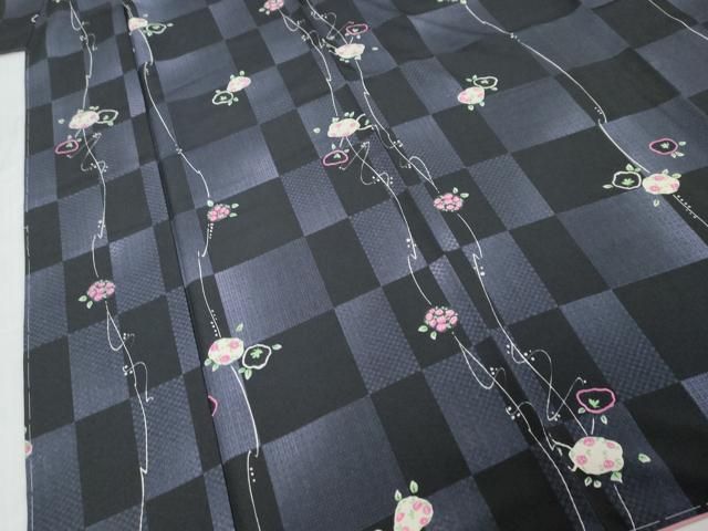 平和屋着物●上質な小紋　草花文　京都きもの友禅扱い　正絹　逸品　未使用　DABK0930ud