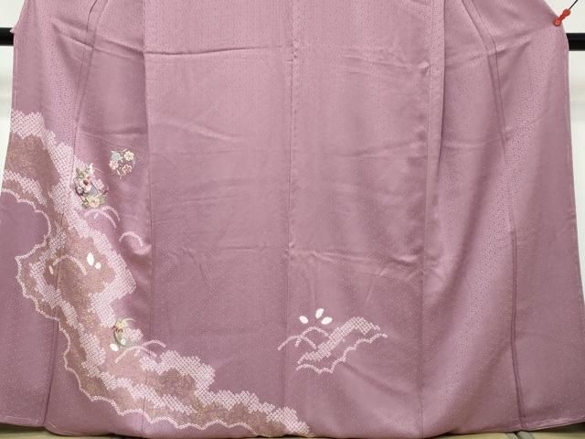 平和屋着物●訪問着　刺繍　絞り　草花丸文　金彩　正絹　逸品　未使用　DABK0932ud