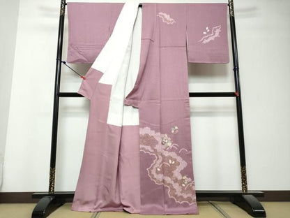 平和屋着物●訪問着　刺繍　絞り　草花丸文　金彩　正絹　逸品　未使用　DABK0932ud