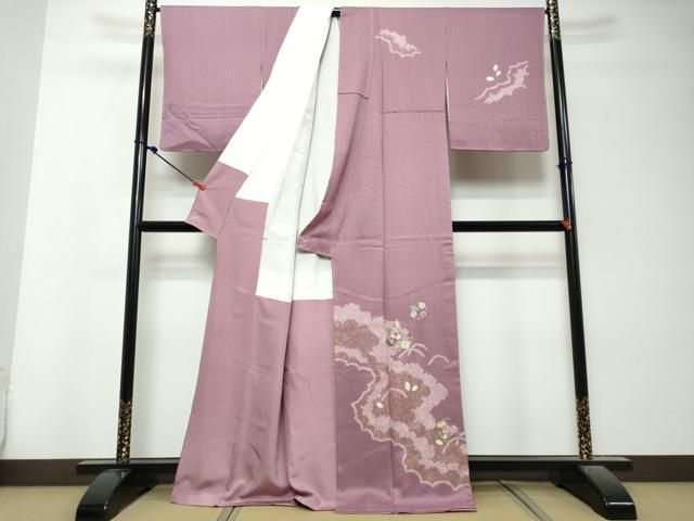 平和屋着物●訪問着　刺繍　絞り　草花丸文　金彩　正絹　逸品　未使用　DABK0932ud
