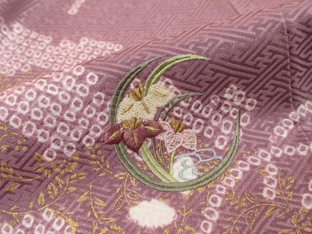 平和屋着物●訪問着　刺繍　絞り　草花丸文　金彩　正絹　逸品　未使用　DABK0932ud
