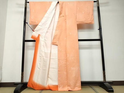 平和屋着物●上質な小紋　地紋起こし　枝葉文　暈し染め　正絹　逸品　DABK0935ud