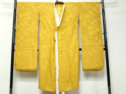 平和屋着物●豪華振袖・長襦袢（無双仕立て）セット　草花地紋　鉄色　やまと誂製　正絹　逸品　DABK0938ud