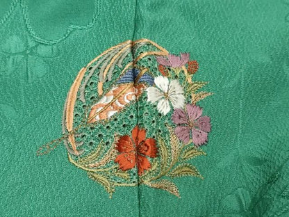 平和屋着物●豪華振袖・長襦袢（無双仕立て）セット　草花地紋　鉄色　やまと誂製　正絹　逸品　DABK0938ud
