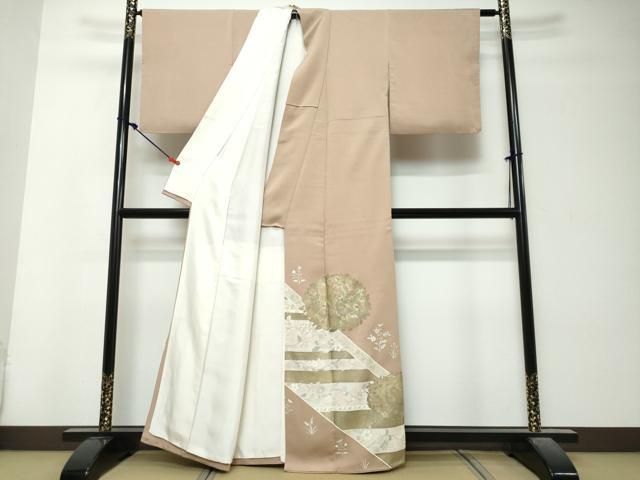平和屋着物●豪華色留袖　駒刺繍　向かい鳥草花文　金彩　反端付き　正絹　逸品　DABK0941ud