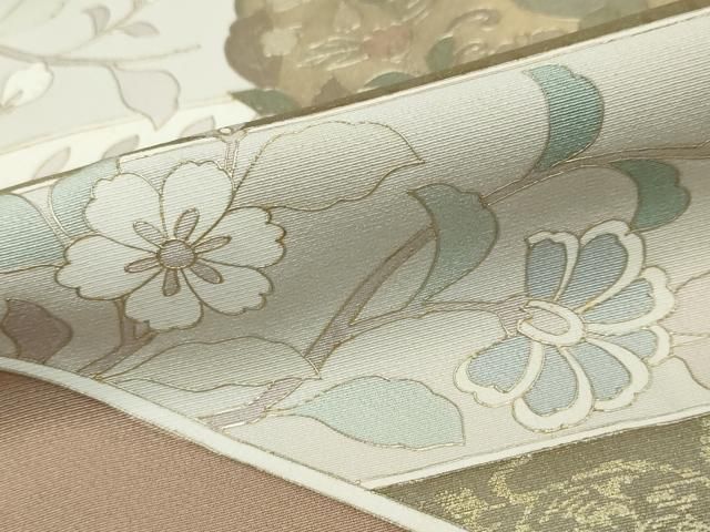 平和屋着物●豪華色留袖　駒刺繍　向かい鳥草花文　金彩　反端付き　正絹　逸品　DABK0941ud