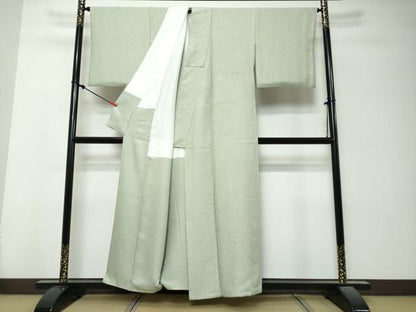 平和屋着物●上質な色無地　源氏物語千年　源氏花尽　利休鼠色　反端付き　正絹　逸品　DABK0942ud