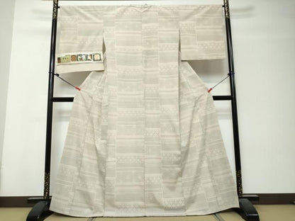 平和屋着物●本塩沢　110亀甲　横段吉祥文　鈴乃屋扱い　証紙付き　正絹　逸品　DABK0945ud