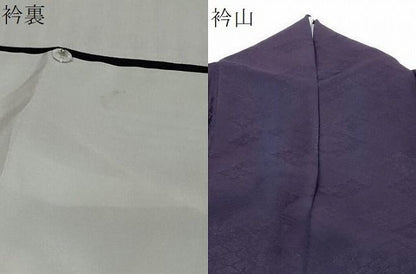 平和屋着物●上質な色無地　寿光織　天然蓬茉藍染　花菱地紋　紫紺色　反端付き　正絹　逸品　DABK0947ud