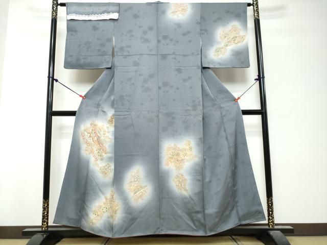 平和屋着物●創業460年・千總　訪問着　花鳥文　暈し染め　金彩　反端付き　正絹　逸品　DABK0949ud