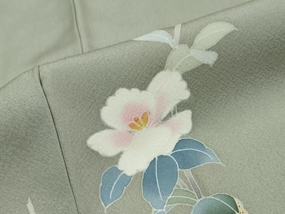 平和屋着物●本加賀友禅作家　南 克治　訪問着　流水草花文　暈し染め　反端付き　ロング丈　正絹　逸品　DABK0950ud