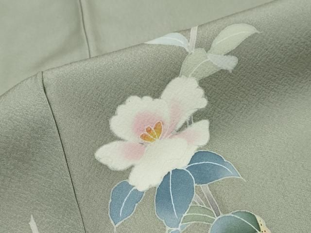 平和屋着物●本加賀友禅作家　南 克治　訪問着　流水草花文　暈し染め　反端付き　ロング丈　正絹　逸品　DABK0950ud