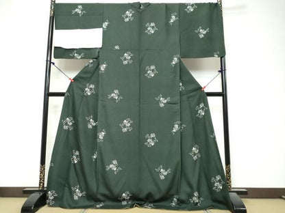 平和屋着物●上質な小紋　蔦の葉文　まるやま扱い　反端付き　正絹　逸品　DABK0952ud
