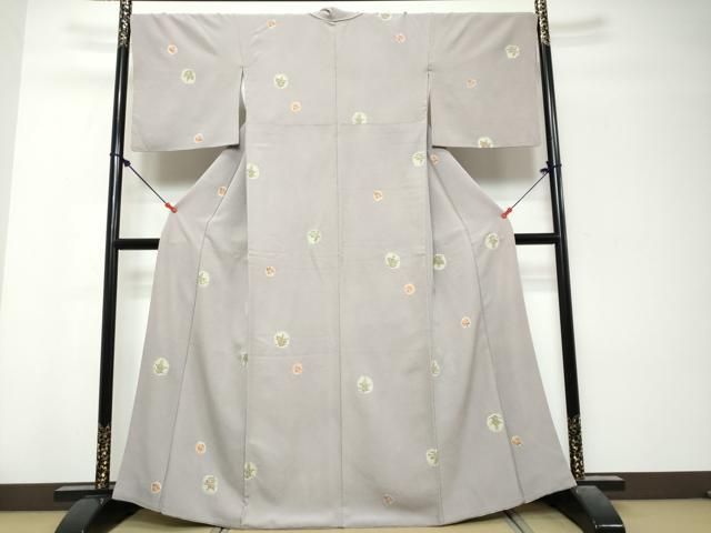 平和屋着物●上質な小紋　絞り　草花丸文　正絹　逸品　DABK0953ud