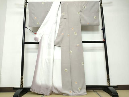 平和屋着物●上質な小紋　絞り　草花丸文　正絹　逸品　DABK0953ud