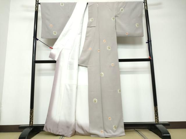 平和屋着物●上質な小紋　絞り　草花丸文　正絹　逸品　DABK0953ud