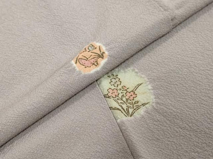 平和屋着物●上質な小紋　絞り　草花丸文　正絹　逸品　DABK0953ud