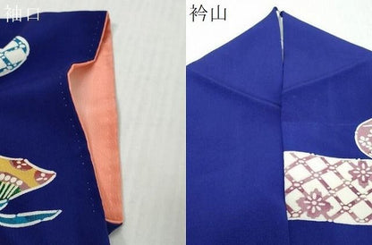 平和屋着物●豪華振袖　紅型　流水草花文　正絹　逸品　DABK0960ud