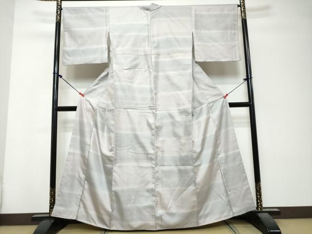 平和屋着物●上質なお召　吉祥文　カラー胴裏：鳩羽鼠色　正絹　逸品　DABK0961ud