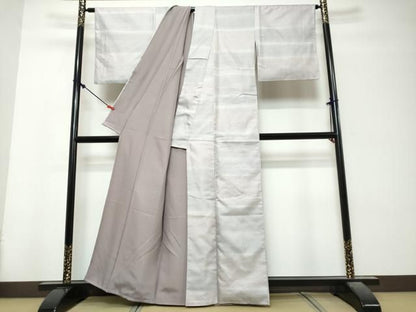 平和屋着物●上質なお召　吉祥文　カラー胴裏：鳩羽鼠色　正絹　逸品　DABK0961ud
