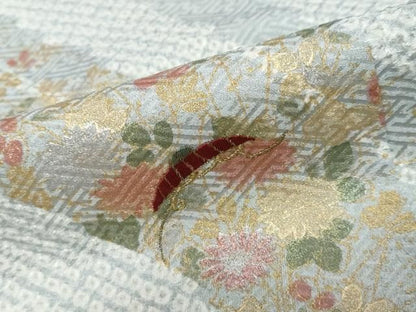 平和屋着物●訪問着　駒刺繍　絞り　草花文　金彩　正絹　逸品　DABK0965ud