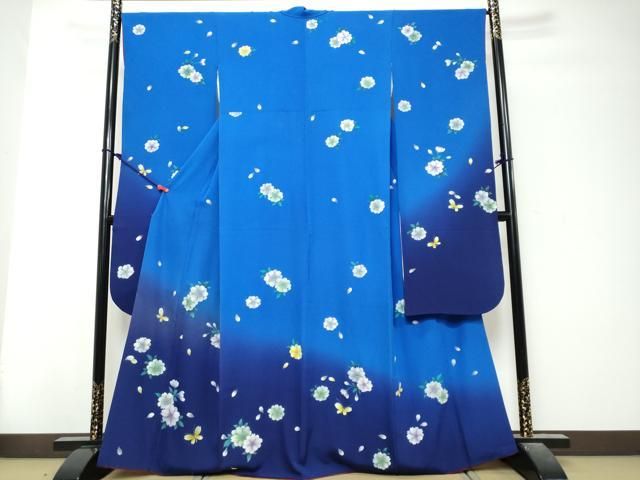 平和屋着物●豪華振袖　花蝶文　暈し染め　金彩　正絹　逸品　DABK0966ud