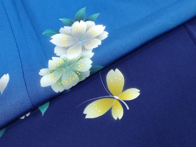 平和屋着物●豪華振袖　花蝶文　暈し染め　金彩　正絹　逸品　DABK0966ud