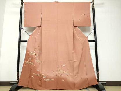 平和屋着物●訪問着　刺繍　鳳凰草花文　暈し染め　金彩　鈴乃屋扱い　正絹　逸品　DABK0968ud