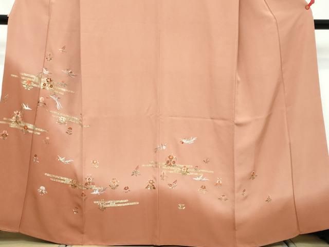 平和屋着物●訪問着　刺繍　鳳凰草花文　暈し染め　金彩　鈴乃屋扱い　正絹　逸品　DABK0968ud