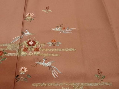 平和屋着物●訪問着　刺繍　鳳凰草花文　暈し染め　金彩　鈴乃屋扱い　正絹　逸品　DABK0968ud