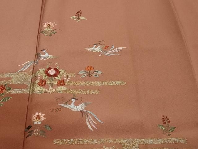 平和屋着物●訪問着　刺繍　鳳凰草花文　暈し染め　金彩　鈴乃屋扱い　正絹　逸品　DABK0968ud