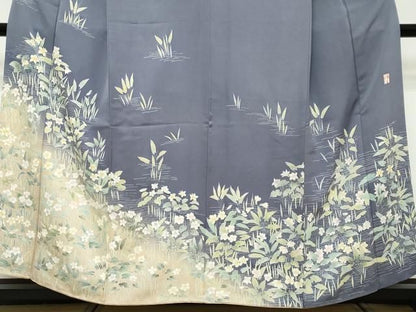 平和屋着物●訪問着　友禅　作家物　草花文　暈し染め　鈴乃屋扱い　正絹　逸品　DABK0970ud