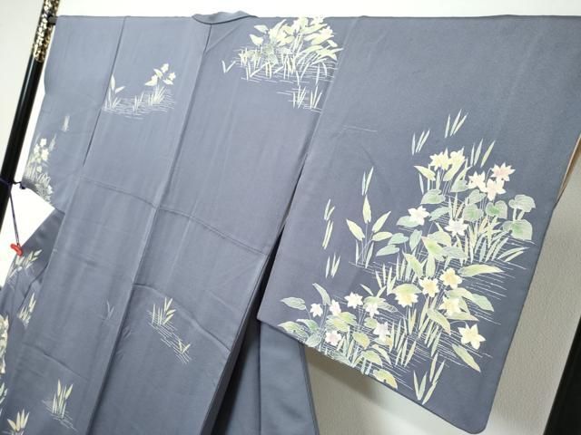 平和屋着物●訪問着　友禅　作家物　草花文　暈し染め　鈴乃屋扱い　正絹　逸品　DABK0970ud