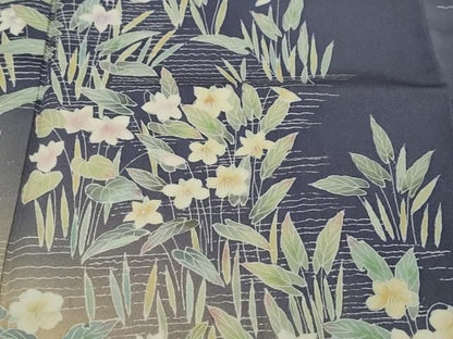 平和屋着物●訪問着　友禅　作家物　草花文　暈し染め　鈴乃屋扱い　正絹　逸品　DABK0970ud