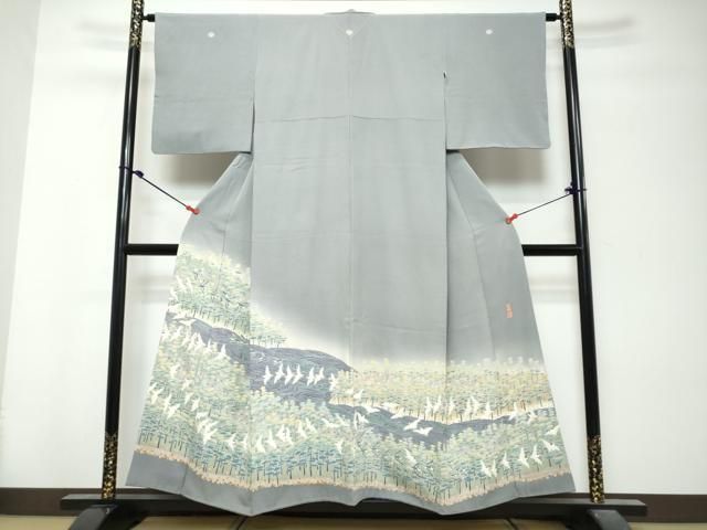 平和屋着物●本加賀友禅作家　百貫華峰　色留袖　飛鳥樹林文　暈し染め　正絹　逸品　DABK0971ud