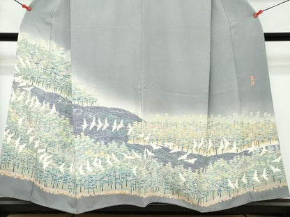 平和屋着物●本加賀友禅作家　百貫華峰　色留袖　飛鳥樹林文　暈し染め　正絹　逸品　DABK0971ud